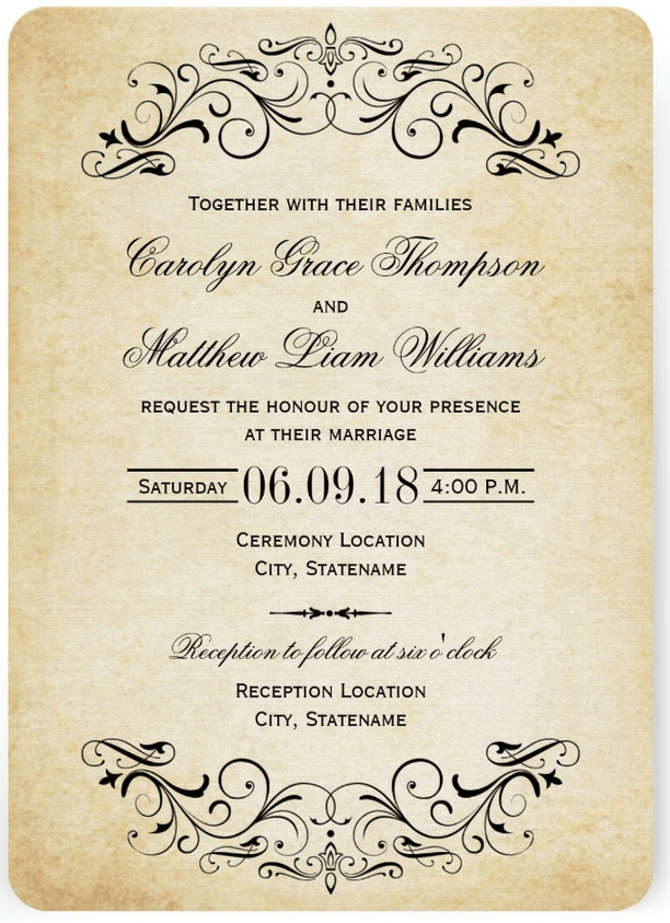 Vintage Wedding Invitation With Elegant Flourish