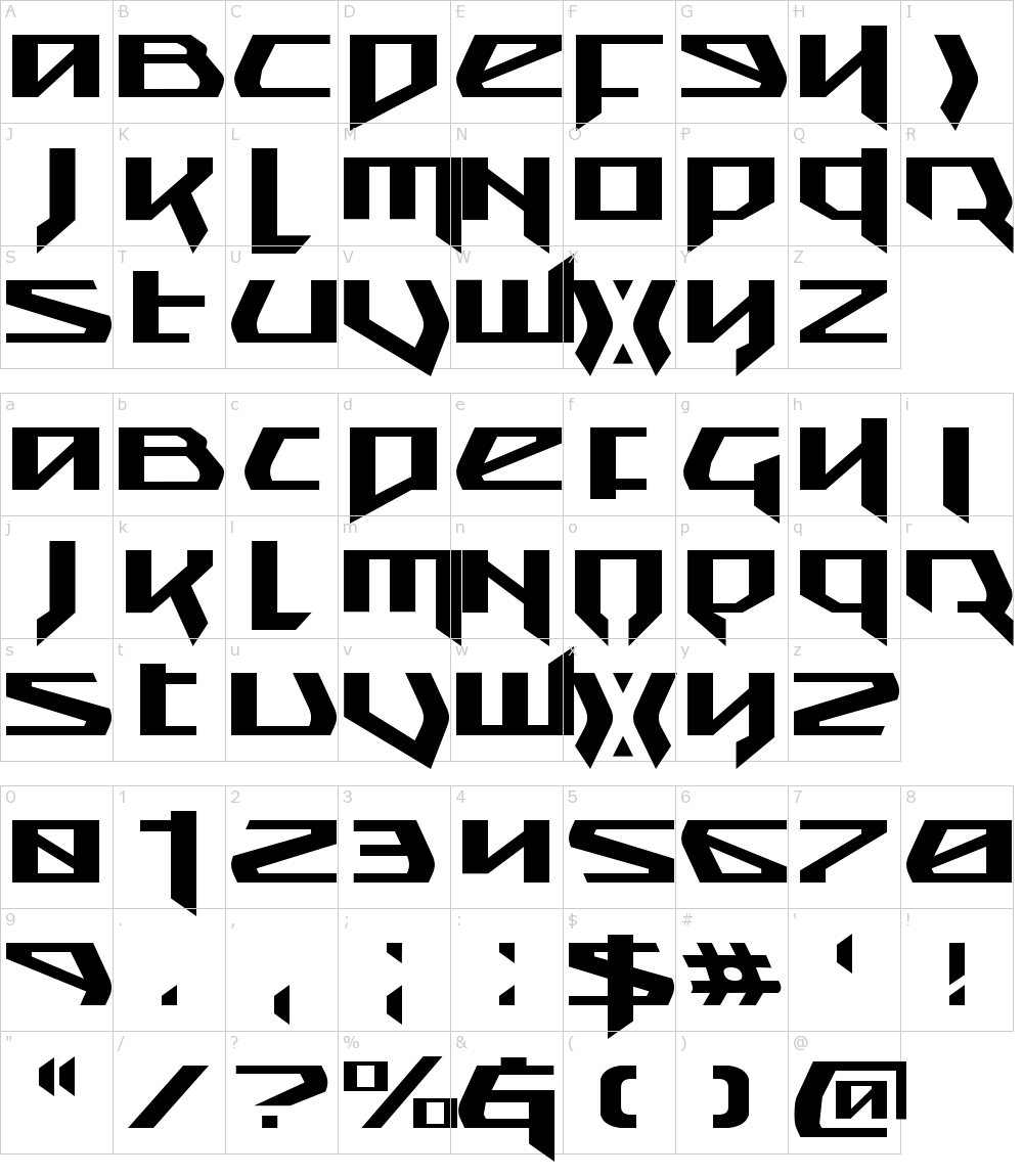 フォントの文字: Snubfighter