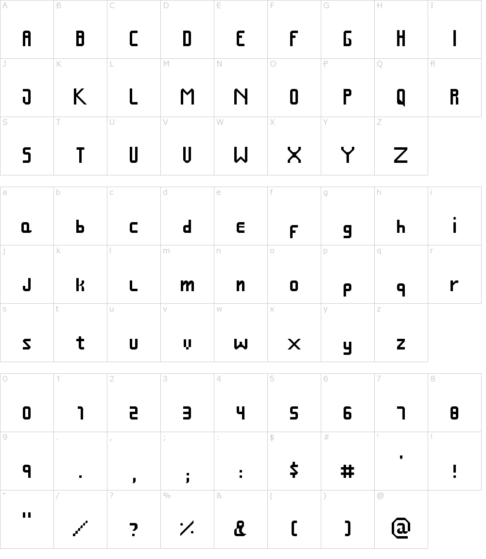 フォントの文字: Fcraft Small Pix