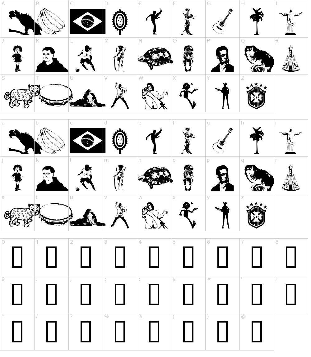 フォントの文字: Icones do Brasil