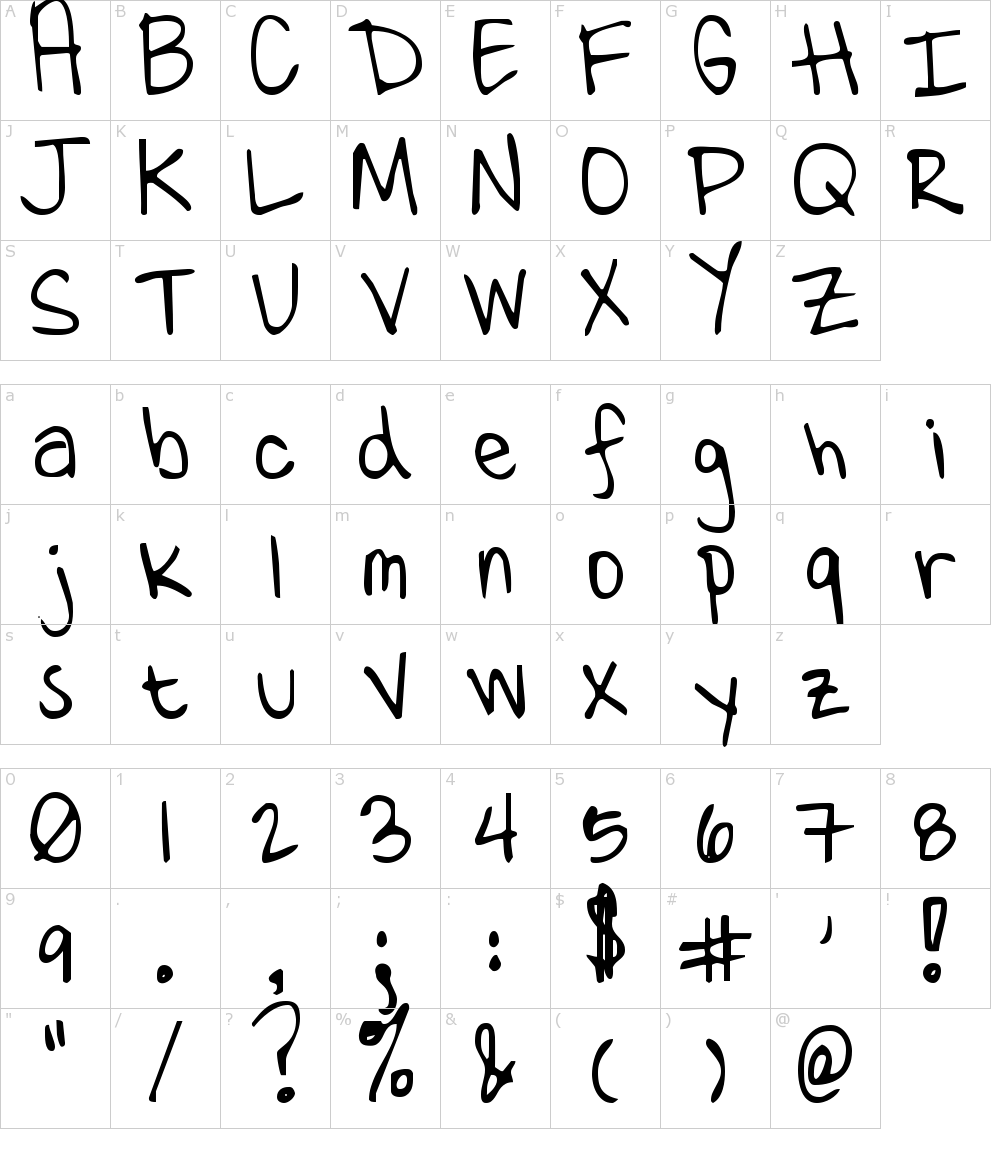 Characters: Ten Million Fireflies Font