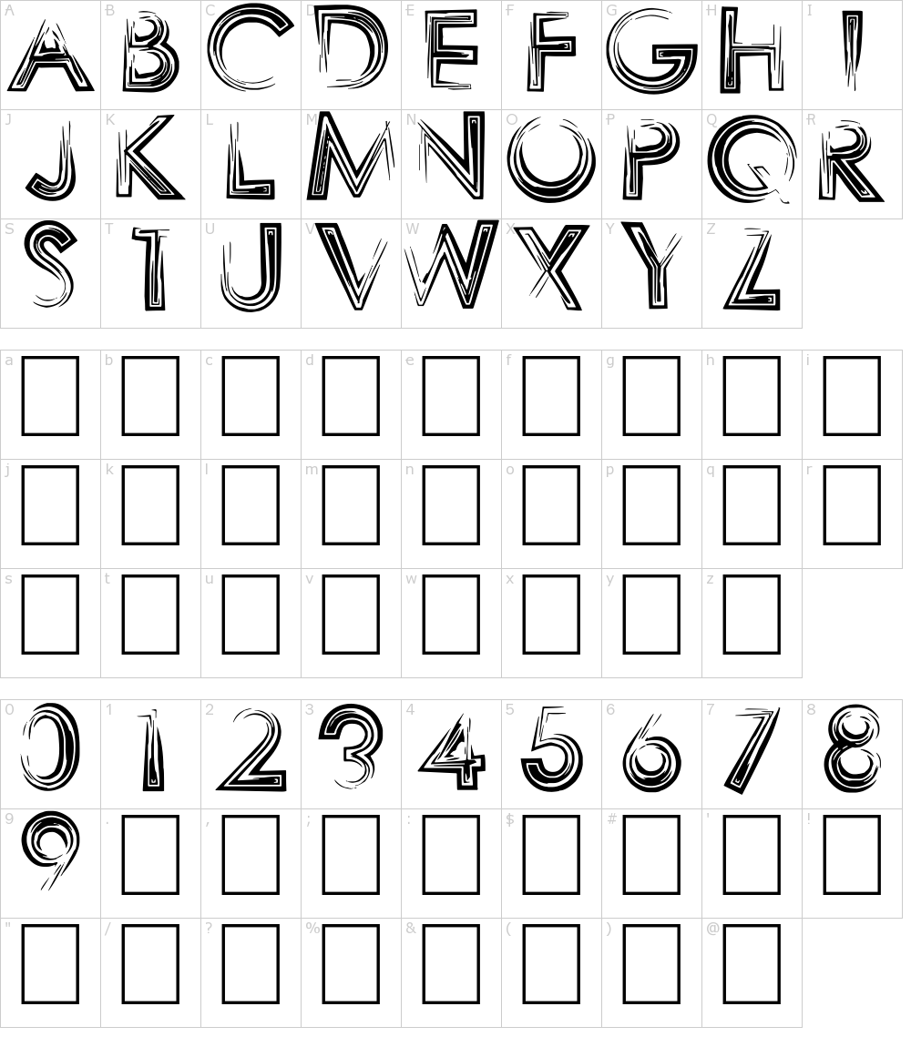 Characters: Sharpy Font