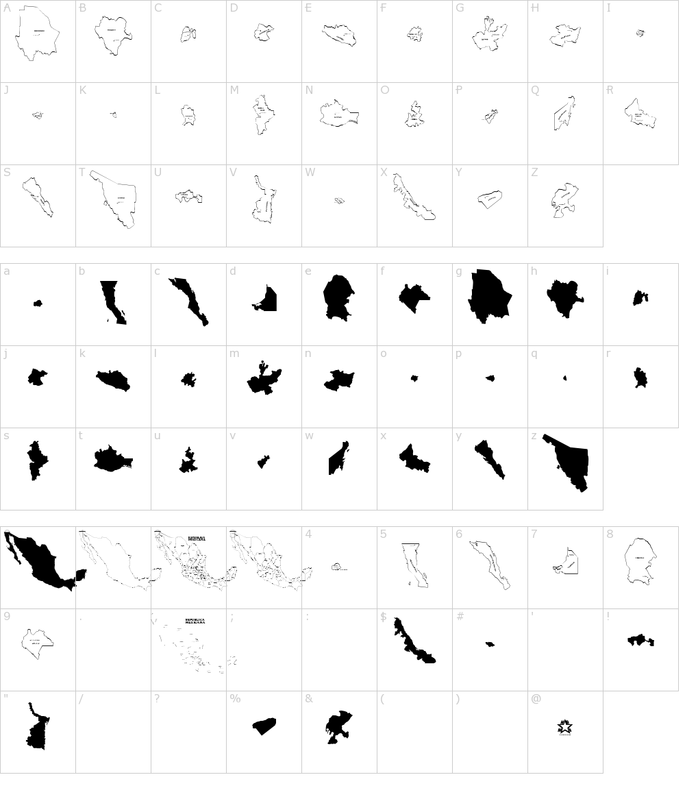 フォントの文字: Republica Mexicana