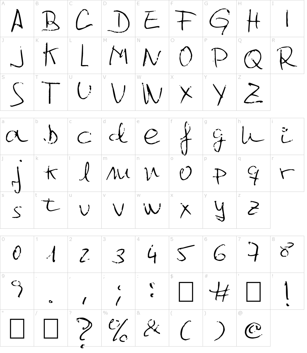 Characters: Jcgr61 Font
