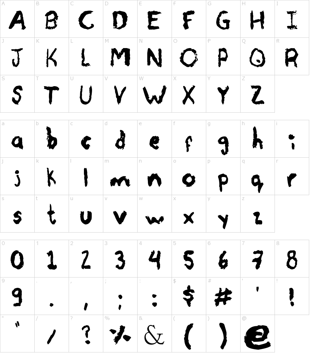 Zeichen der Schriftart: Ah Carbon!