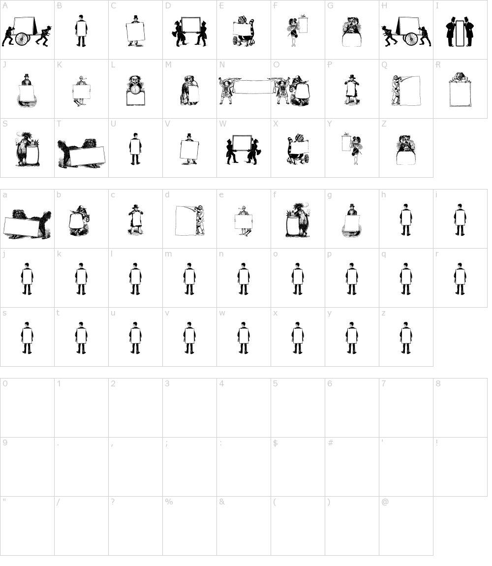 フォントの文字: Picture Squares