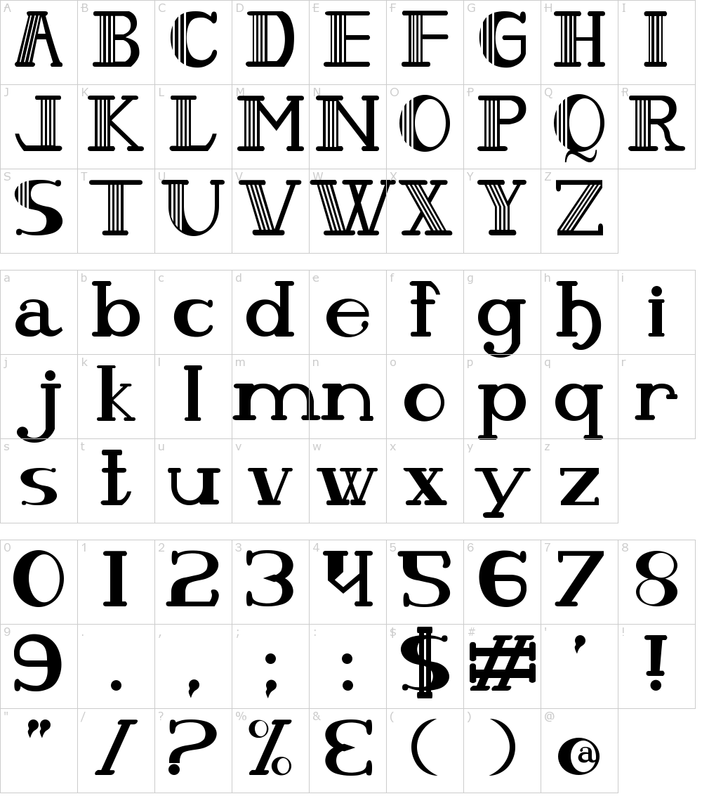 フォントの文字: Olho De Peixe