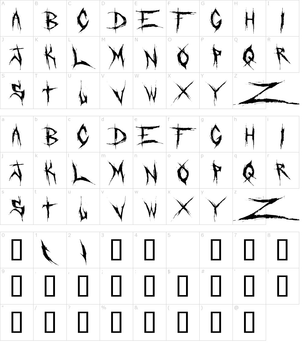Zeichen der Schriftart: Dead Bitch