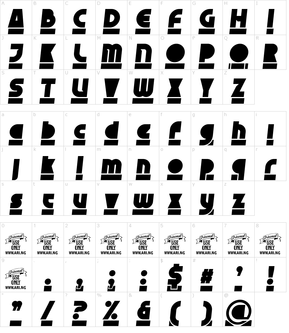 フォントの文字: Skyzhi