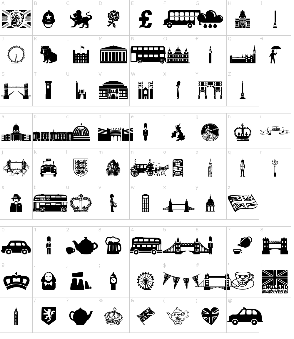 フォントの文字: England