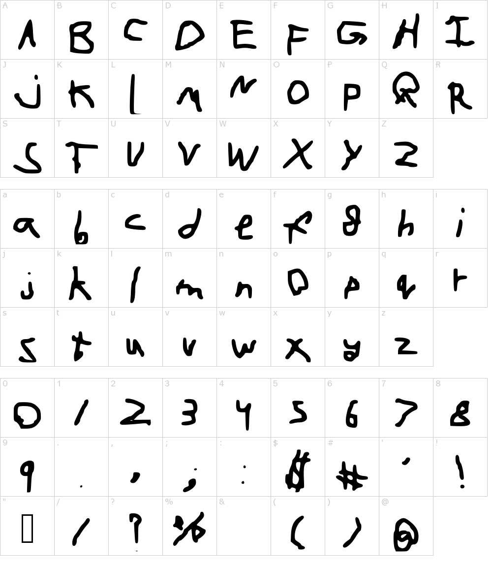 フォントの文字: Cartoonfont