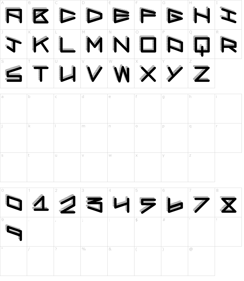 フォントの文字: Robot Shadow
