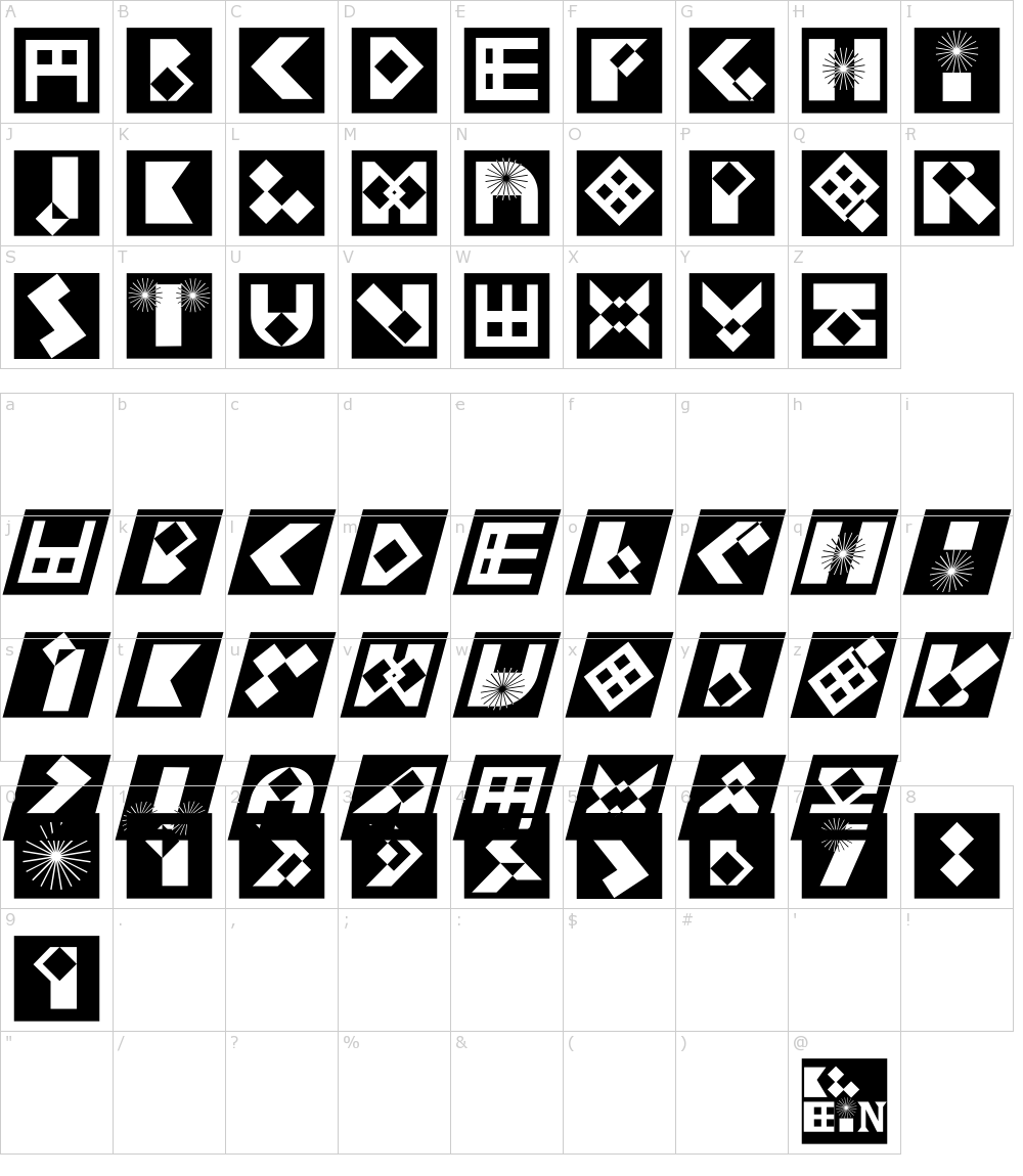 Caratteri del Font - K First Bricks Mirrored