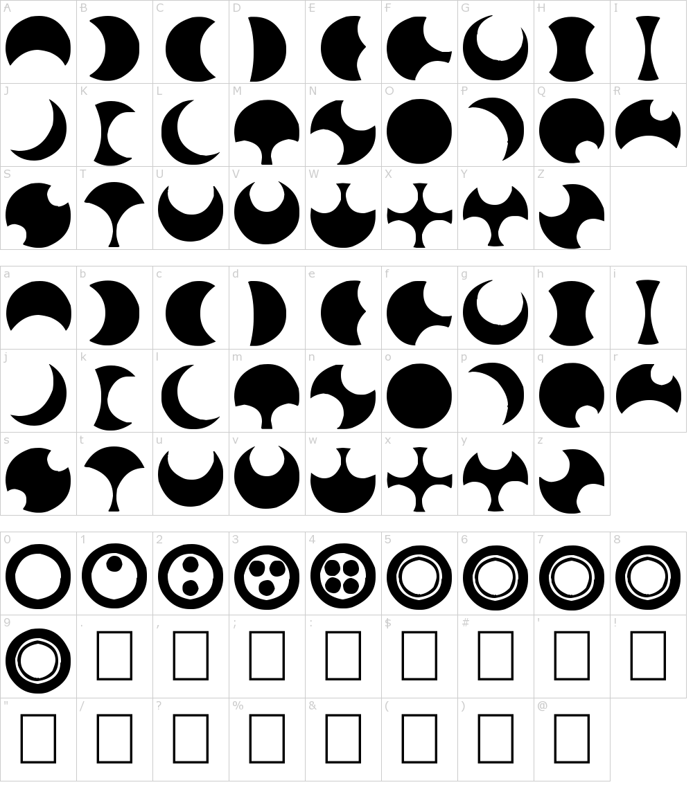 フォントの文字: Moonogram
