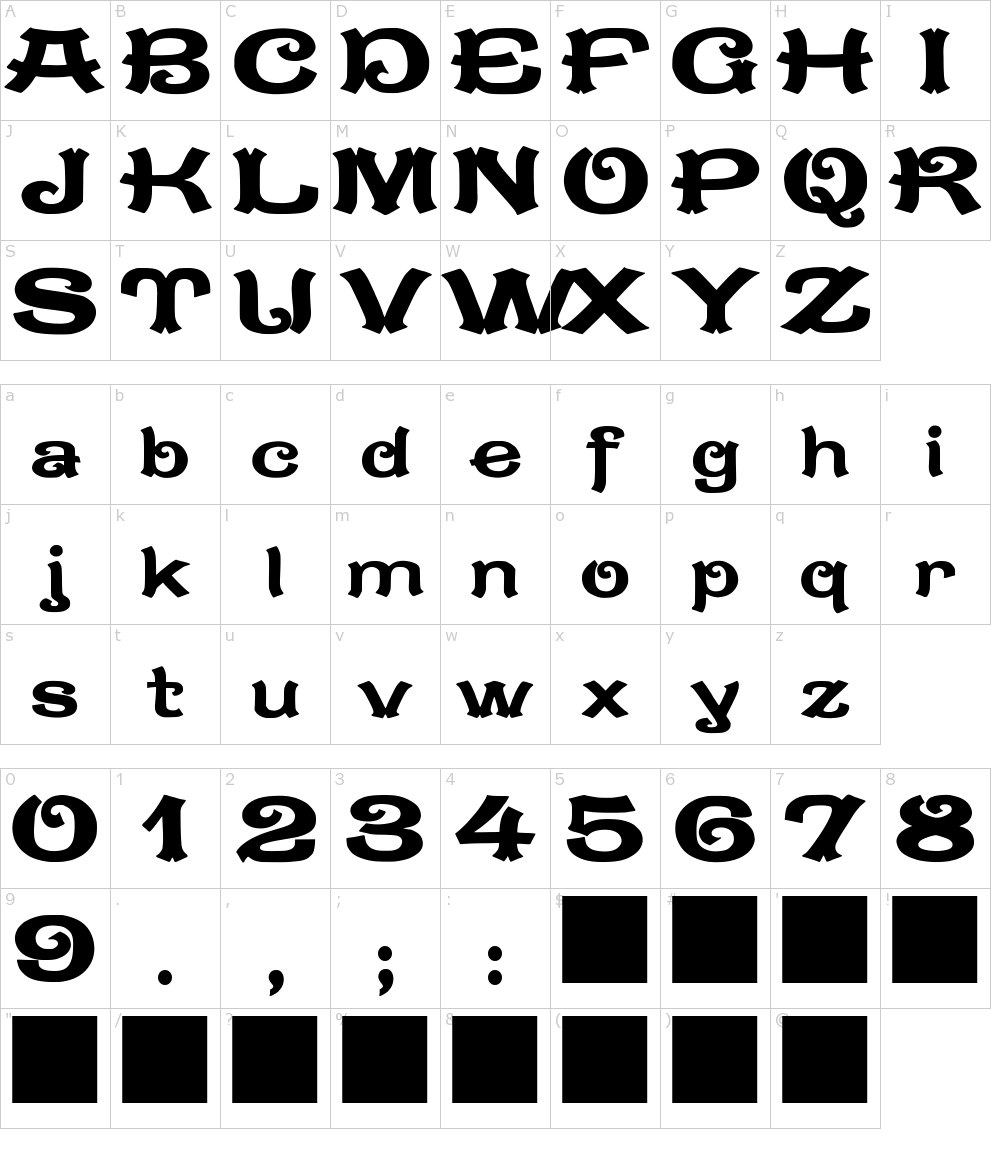 フォントの文字: JMH Mejana