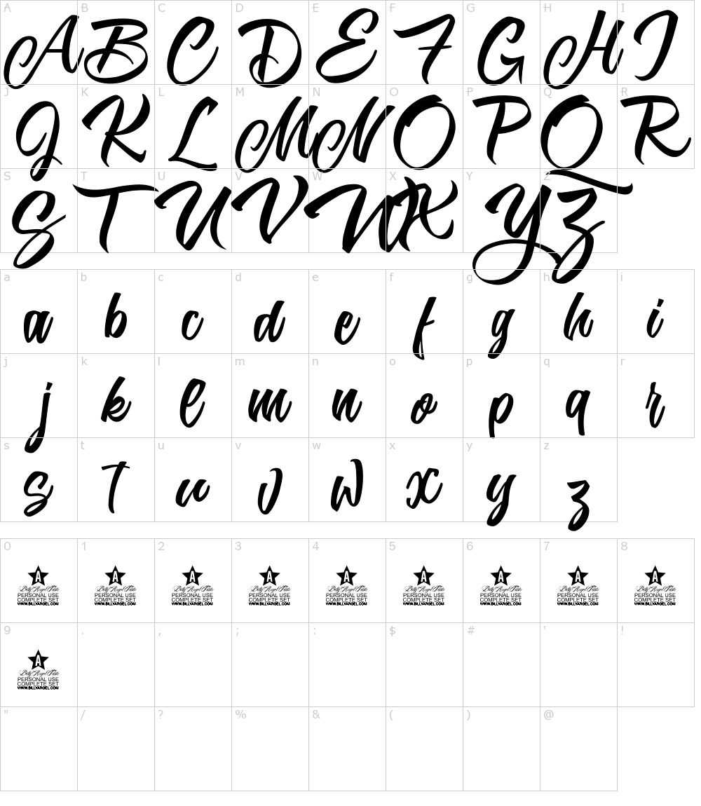 Caratteri del Font - Karmacoma
