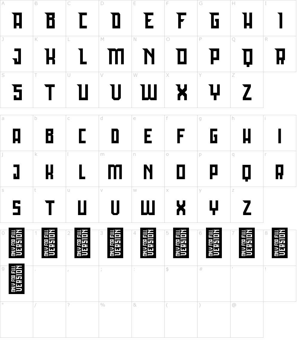Caratteri del Font - Bedebah