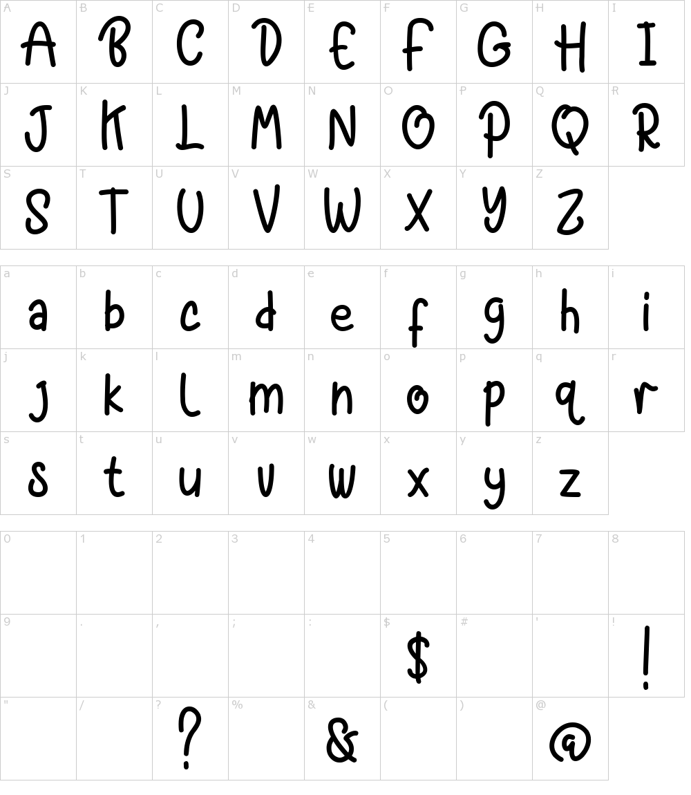 Zeichen der Schriftart: Black Butter