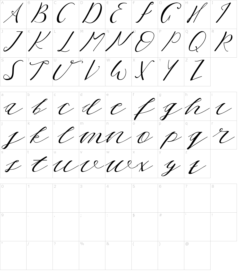 フォントの文字: Thelma