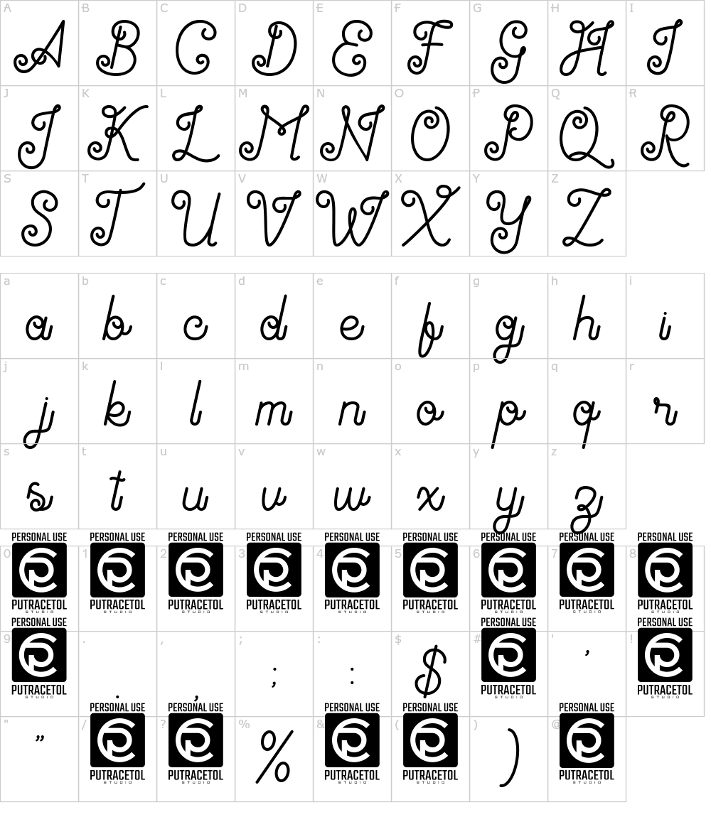 フォントの文字: Antiqueline