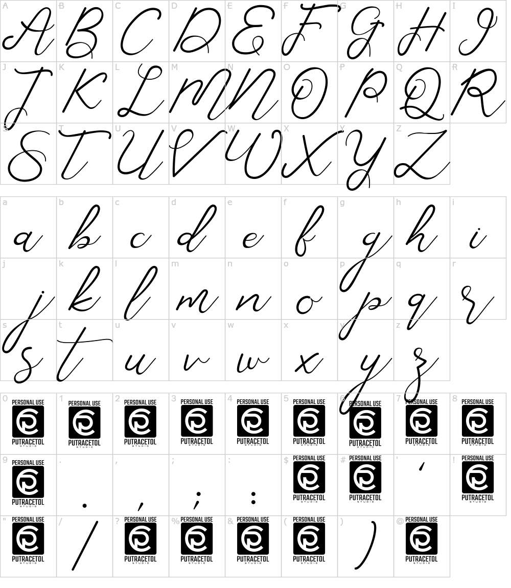 フォントの文字: Corlita Script