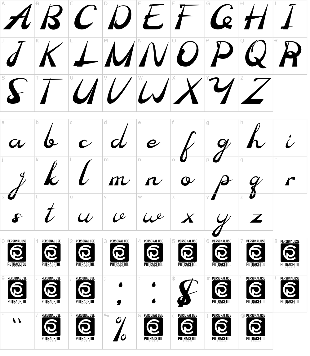 フォントの文字: Madhen