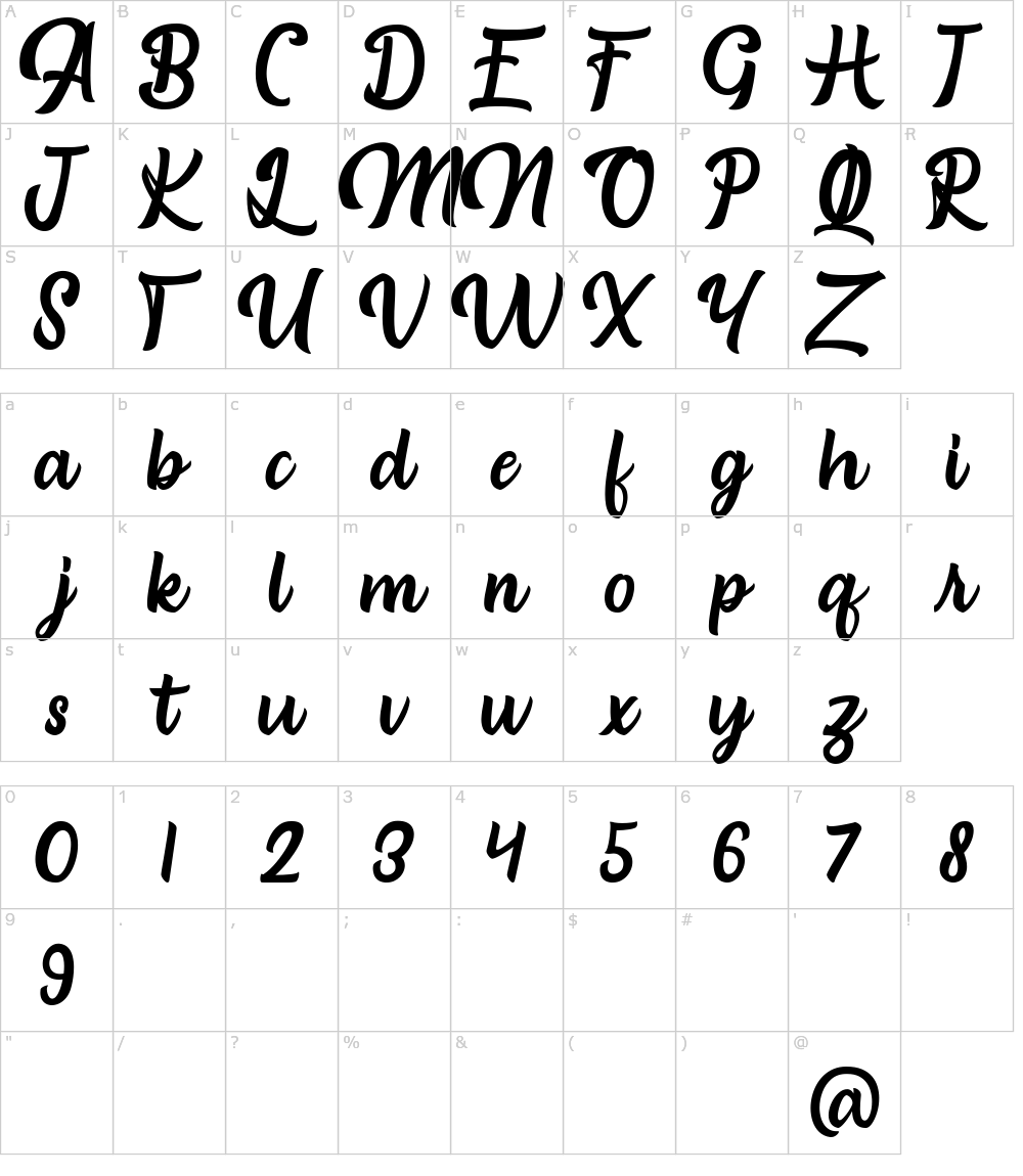 フォントの文字: Brongline Presiom