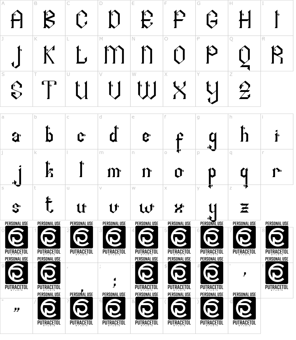 フォントの文字: Arshaka