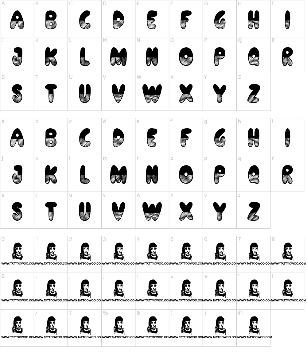 Caratteri del Font - Shades of Black