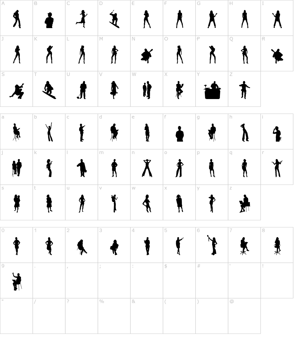 フォントの文字: Human Silhouettes