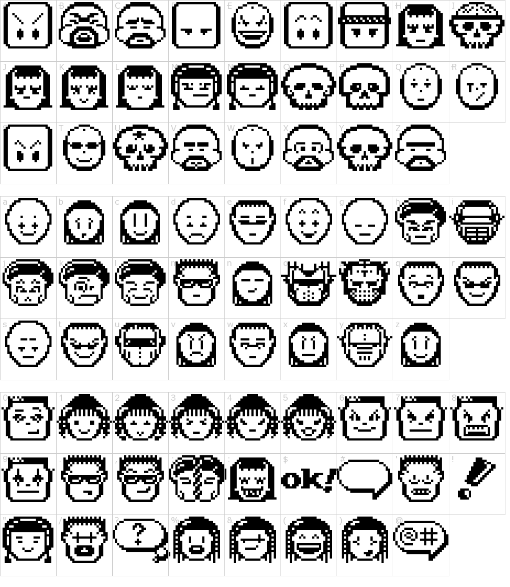 Caratteri del Font - V5 Pixelpals