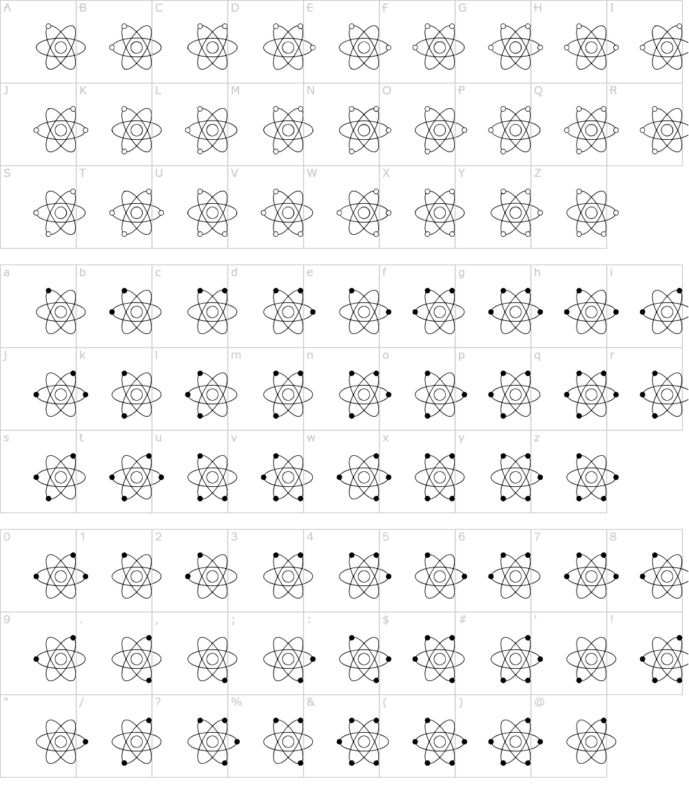 Caracteres de la fuente - Atom Braille
