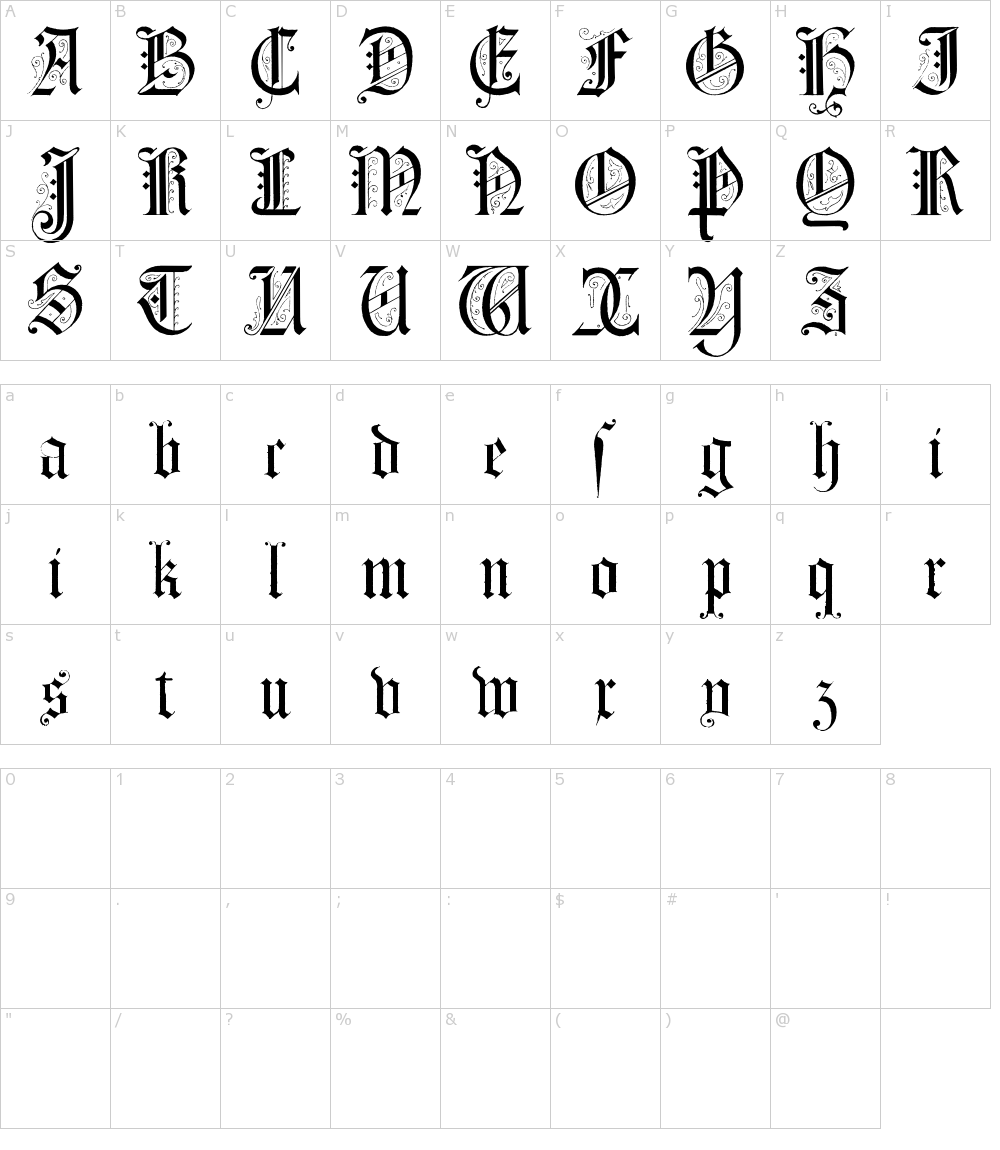 フォントの文字: Morcrepito