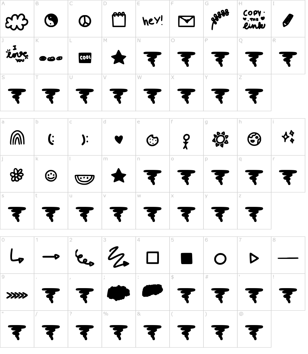 フォントの文字: Blubbery