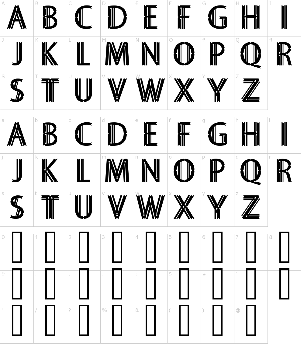 Characters: Sekruplongbo Font