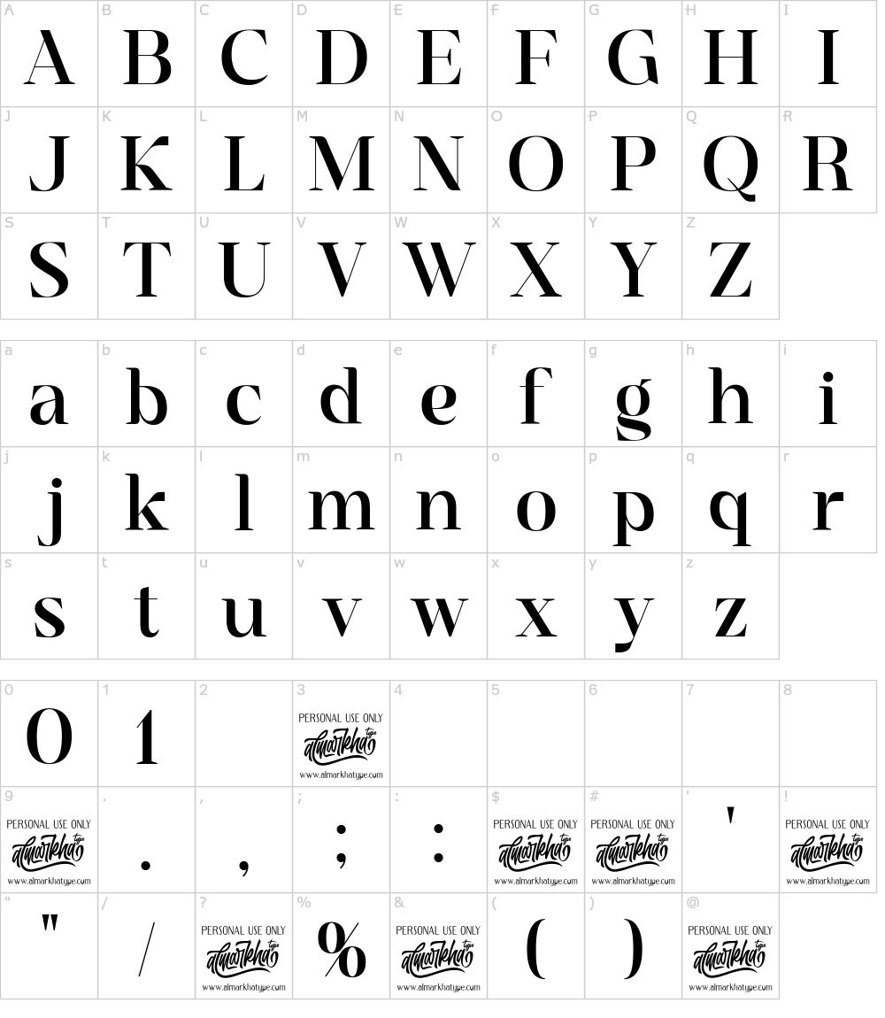 フォントの文字: Sangira