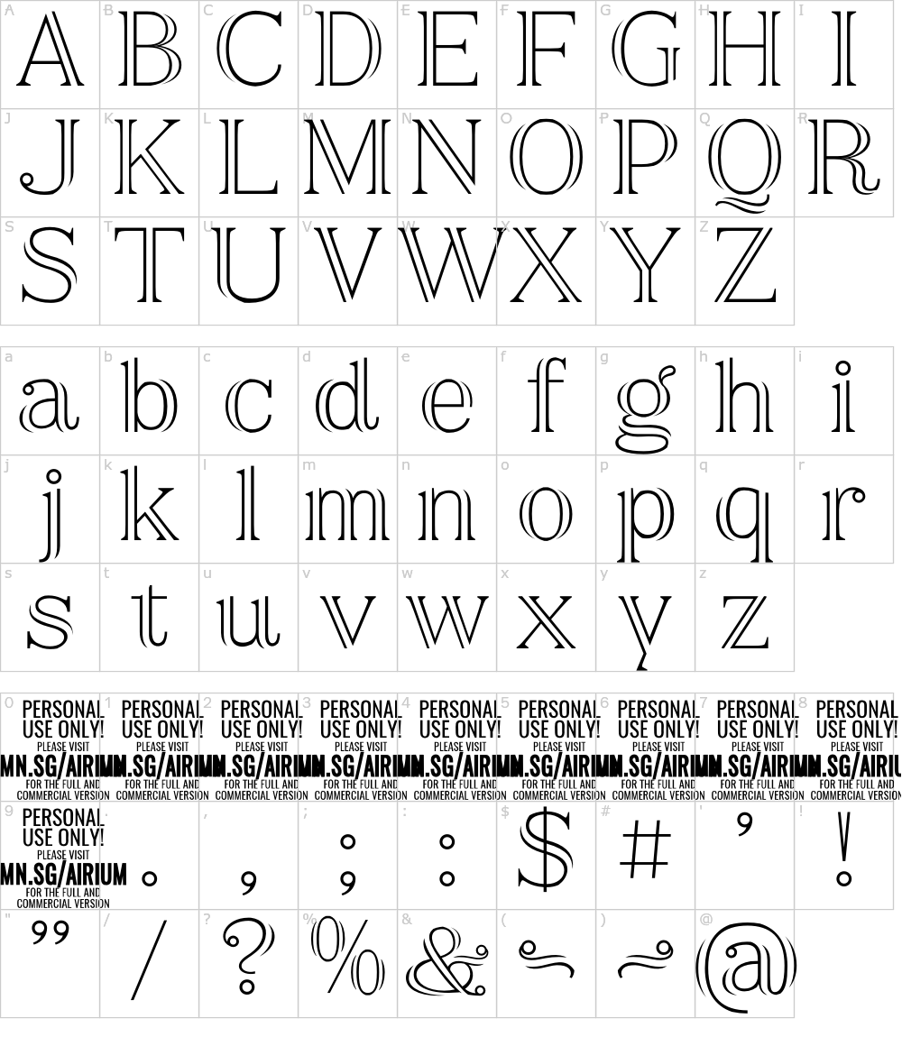 Characters: Airium Font