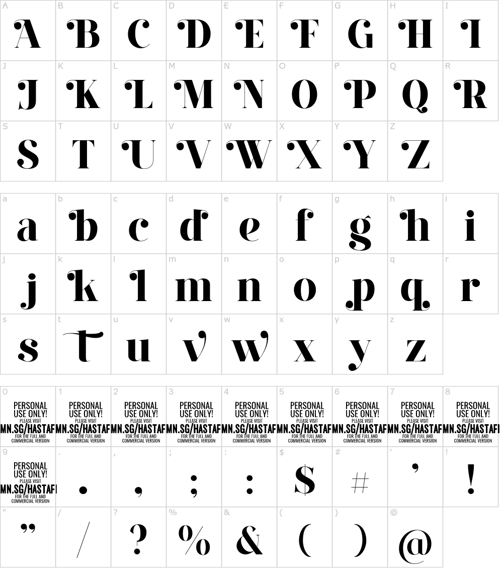 フォントの文字: Hastafi