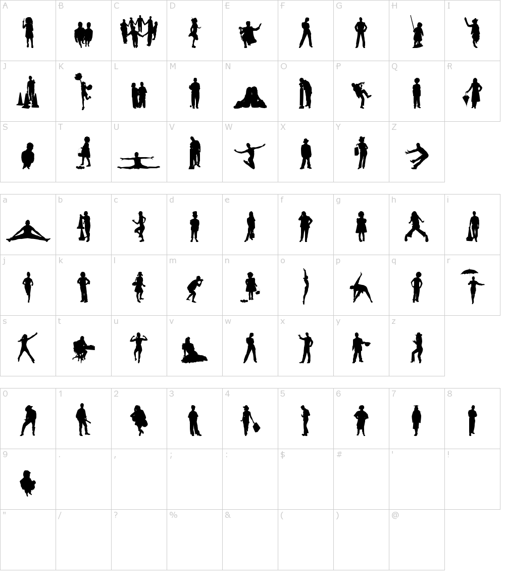 フォントの文字: Human Silhouettes Five