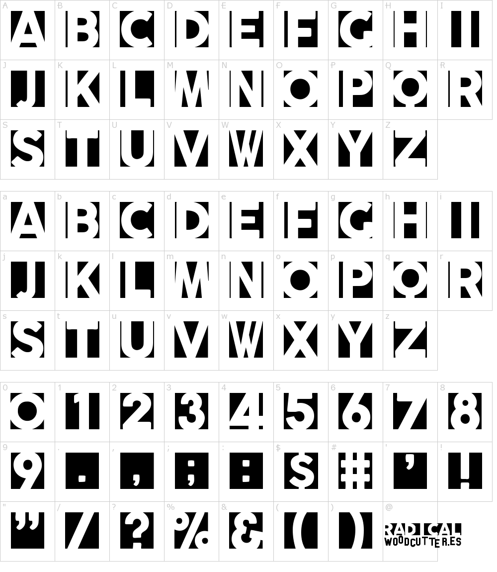 Characters: Radicalblock Font