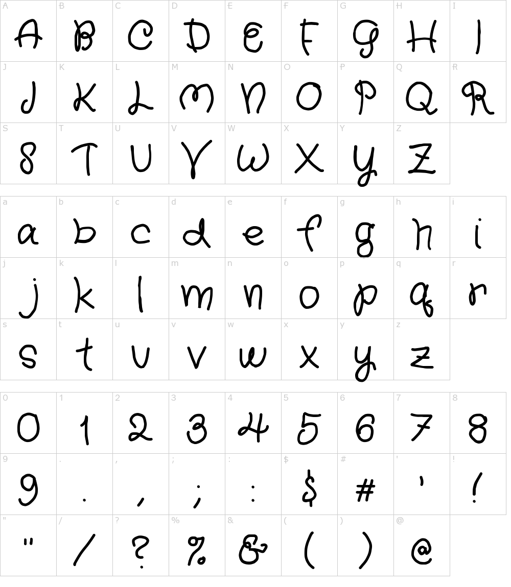 フォントの文字: Kidergarden