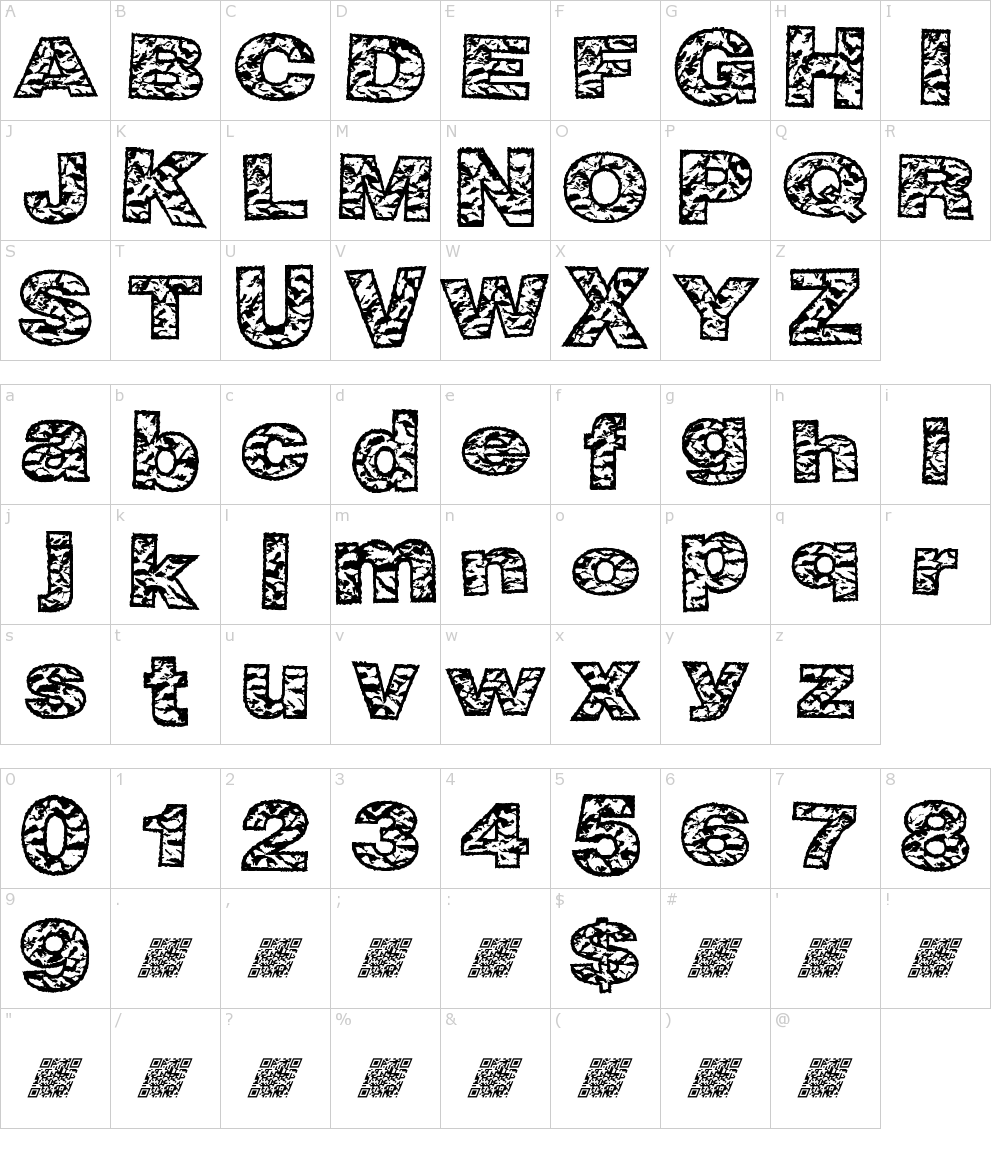 フォントの文字: Big Crump