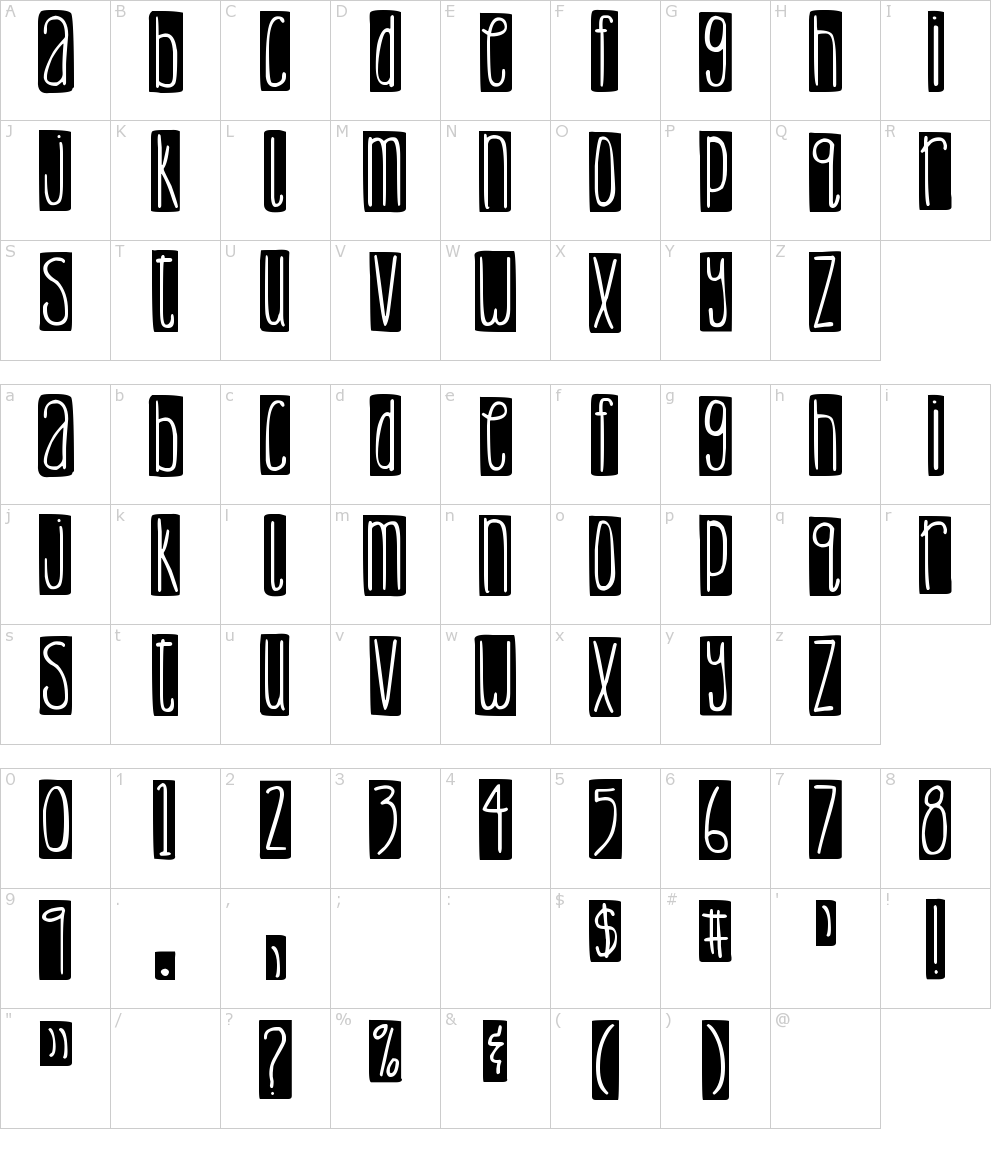 Zeichen der Schriftart: DJB Lemon Head Blocked