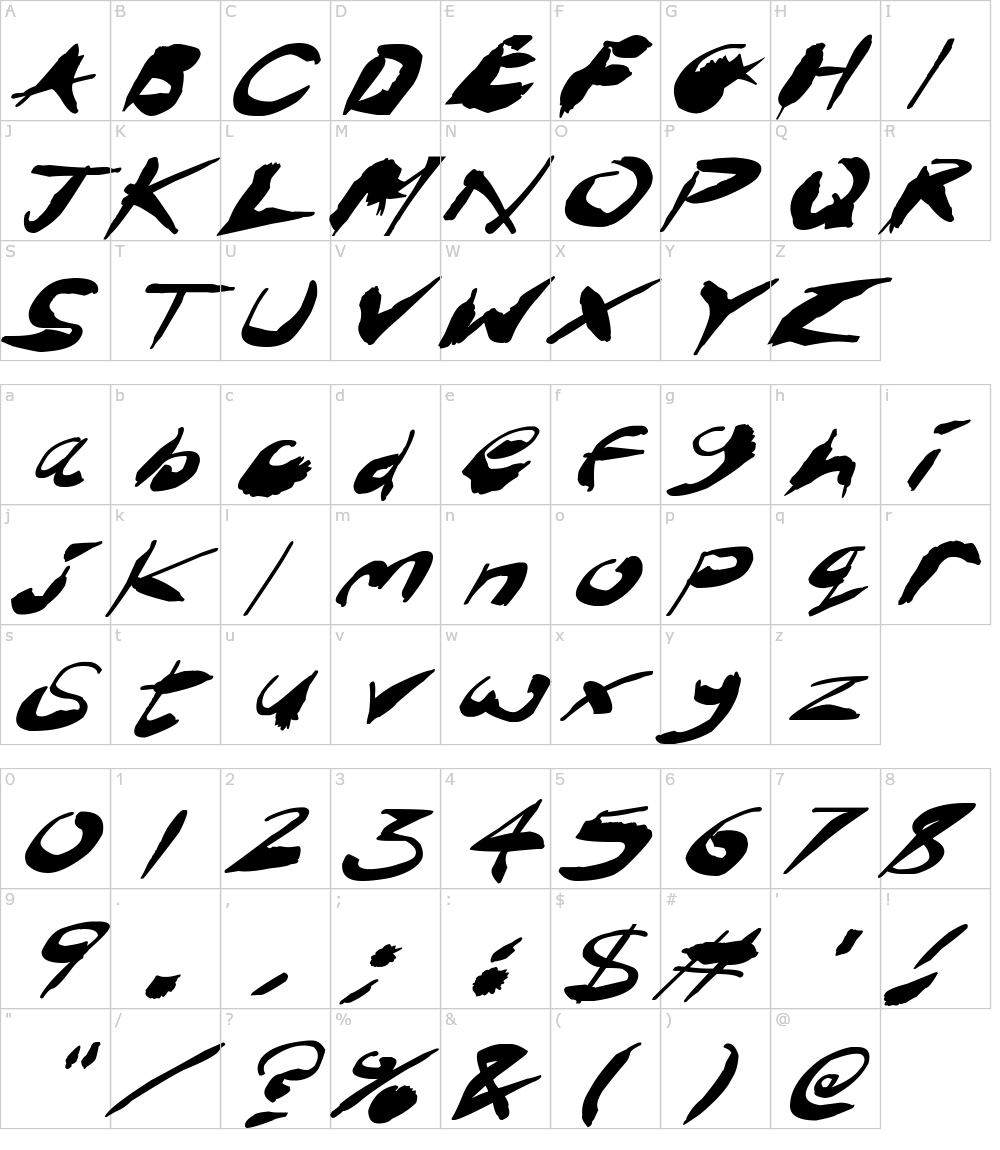 Characters: Crazy Ink Splats Font