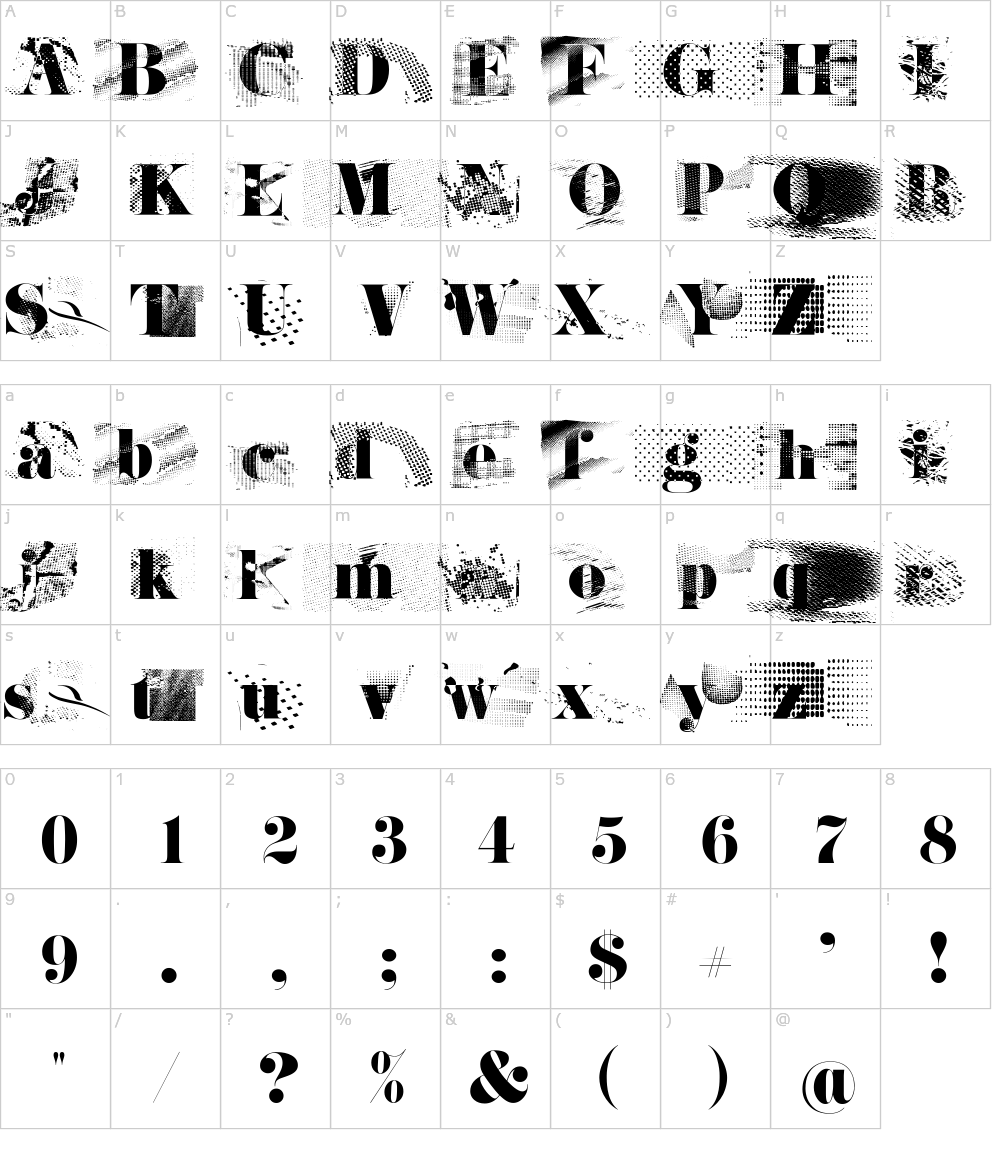 フォントの文字: Janda Rage