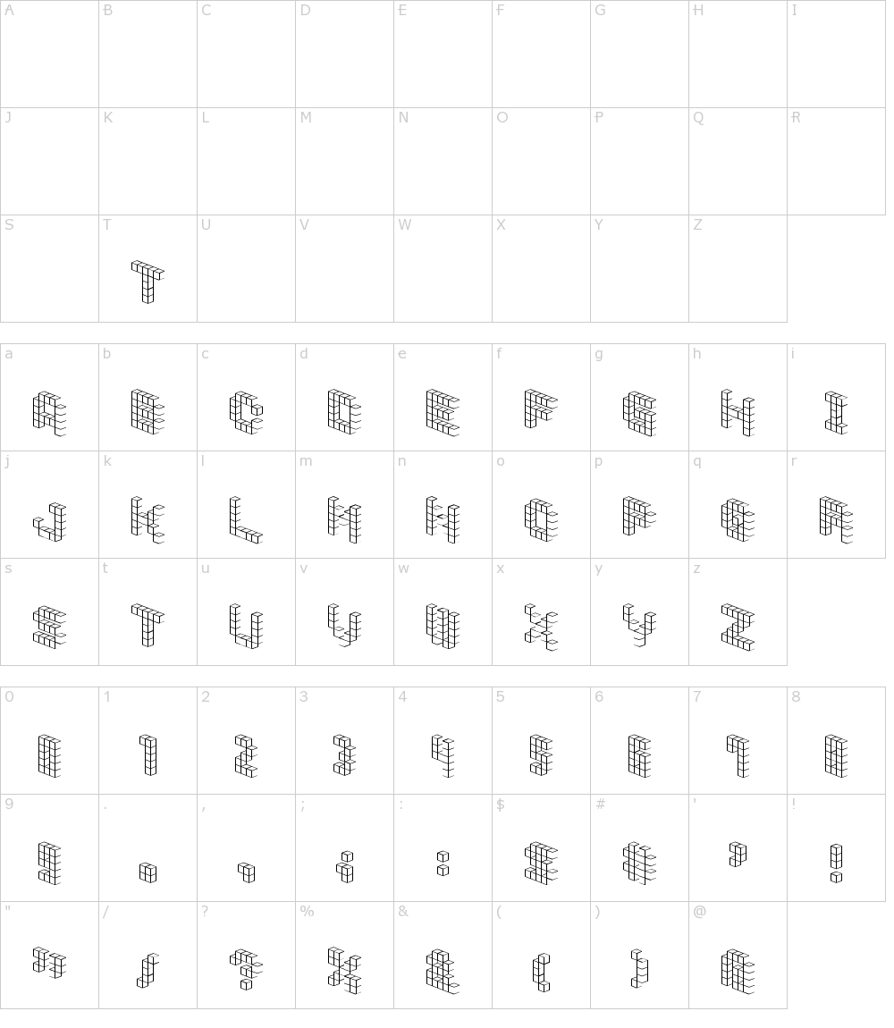 フォントの文字: Demon Cubic Block Font