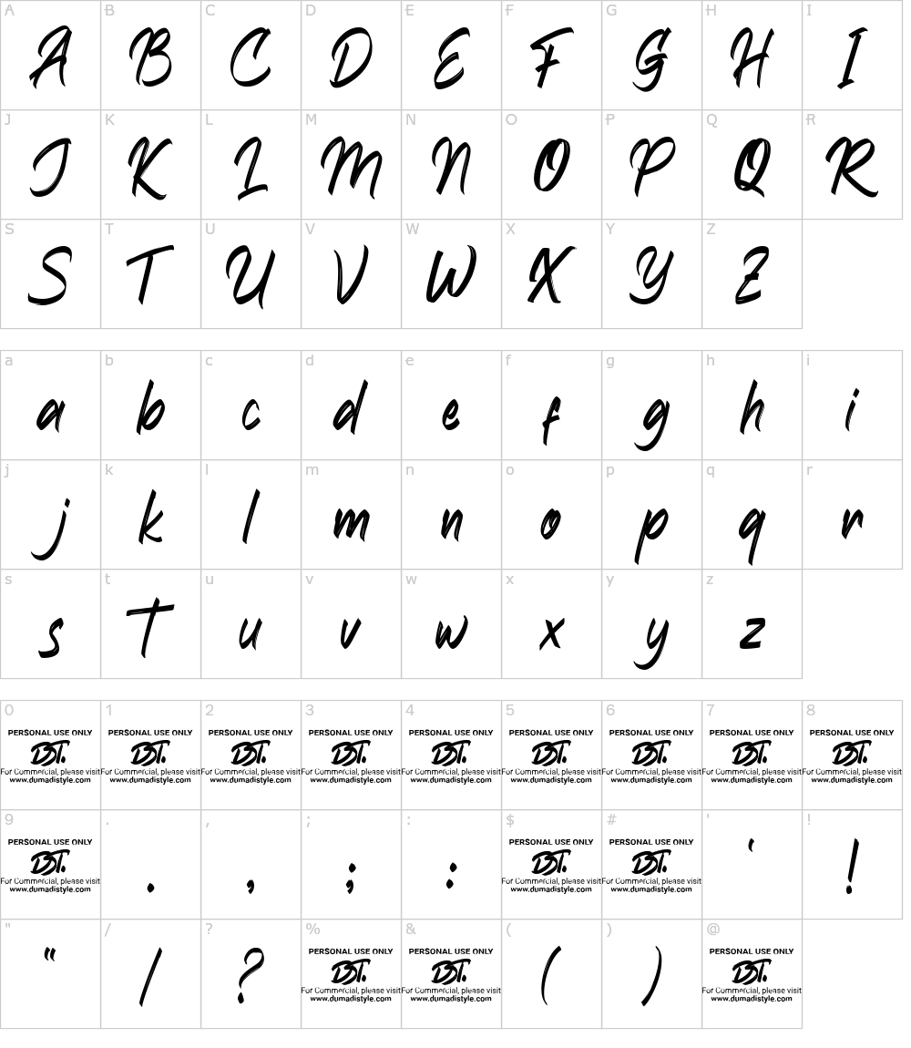 フォントの文字: Handtagle