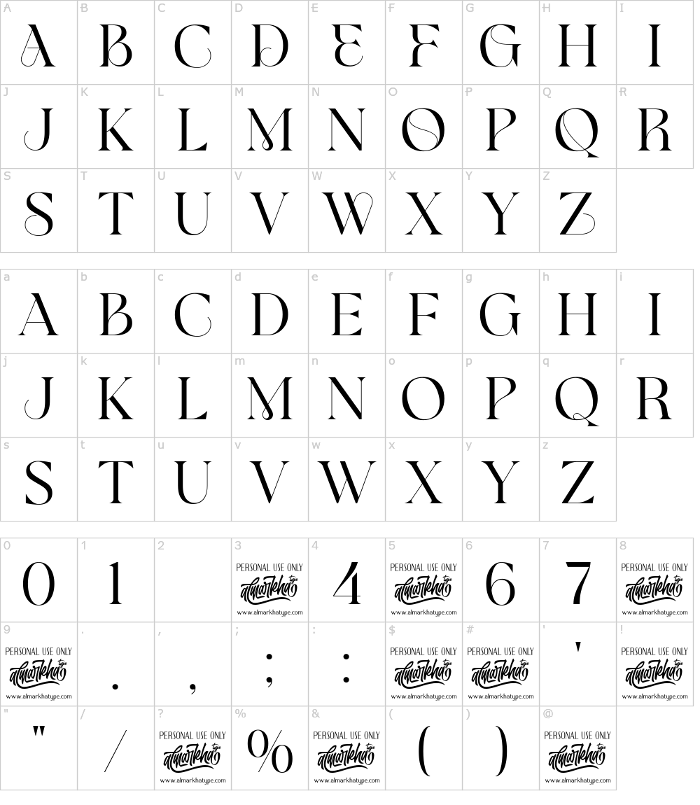 フォントの文字: Glamore