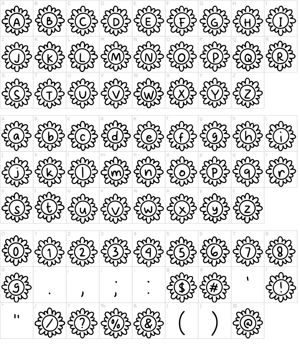 フォントの文字: Flowery [Aisyah]