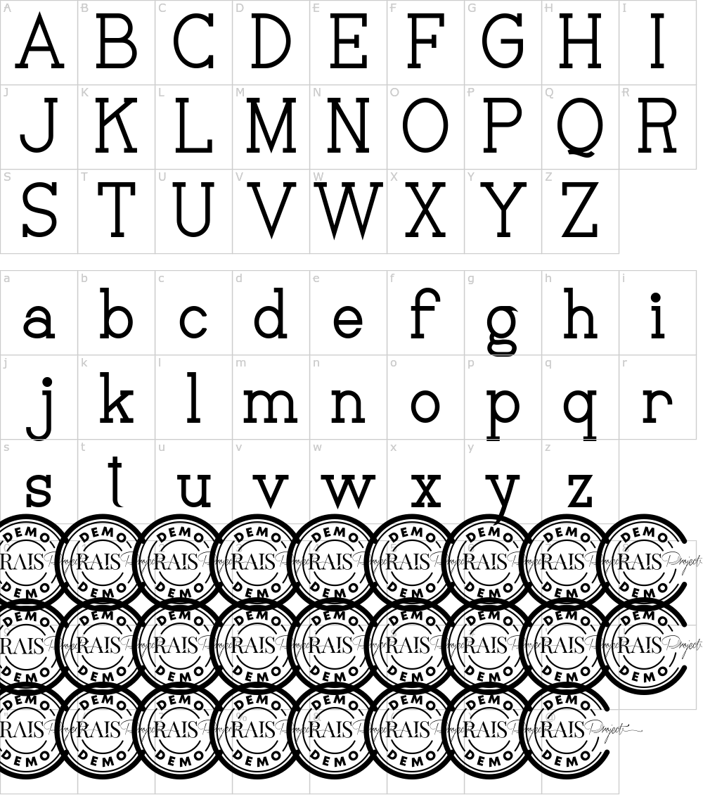 フォントの文字: Victorela